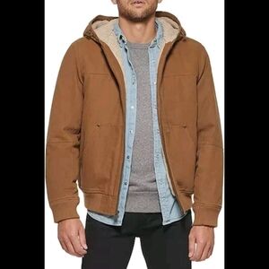 Workwear Cotton Canvas Faux Shearling Lined Hoodie Bomber JacketLevi's® XL